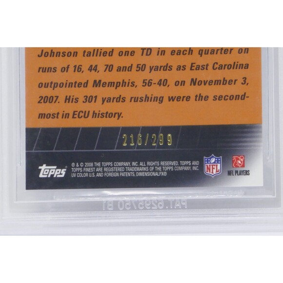 2008 Finest Moments Blue Refractors Chris Johnson/299 Rookie Beckett 10 - Picture 6 of 7